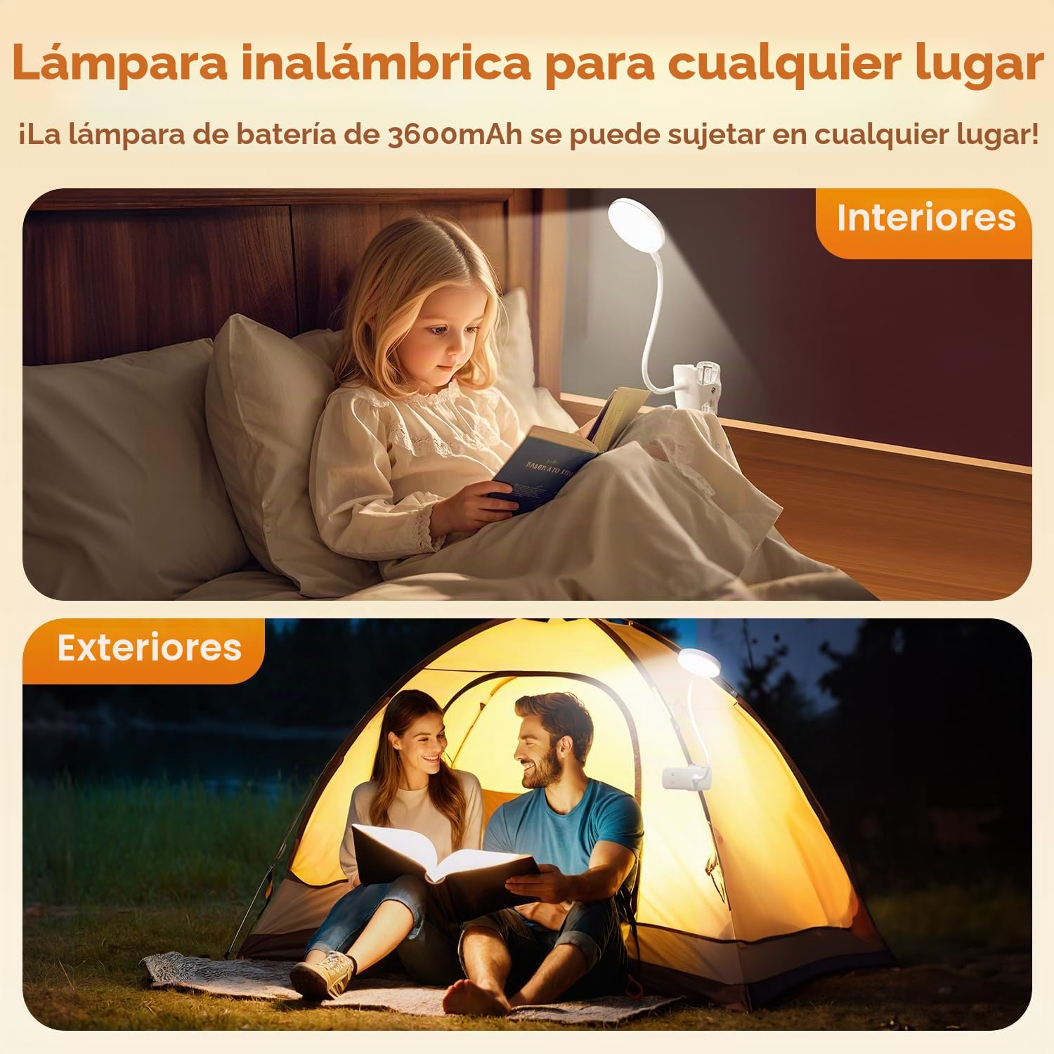 One Fire Flexo 450 LM+36 LED Lampara de Escritorio con 25 Modos de Luz, 3600mAh USB, Luz de Lectura 360° Flexo