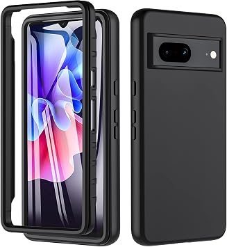 For Google Pixel 7 Case, Pixel 7 Case,[Military Grade Drop] 360° Full Body Liquid Silikon Rugged Bumper Case with Built-in 9H Screen Protector,Shoockproof Cover Phone case for google pixel 7 5G,Black