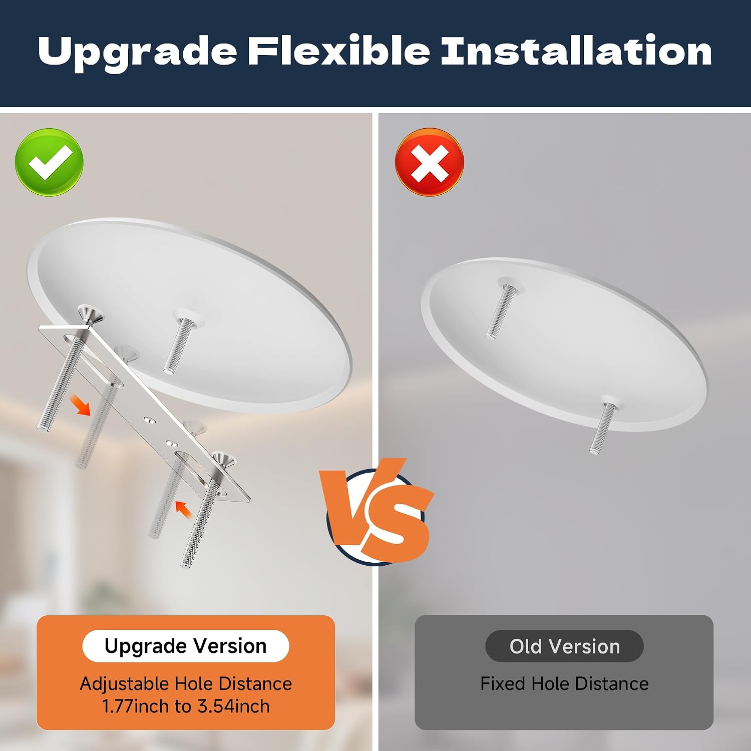 5 Inch Ceiling Cover Plate, Adjustable Bracket, White Round Blank Cover | Steel plate, 1.75-3.5in bracket, smoke detector hole, fire alarm, ceiling light, round outlet cover, 4 pack