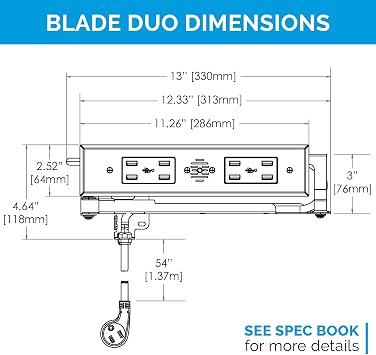 Docking Drawer Blade Duo Outlet | Create organized Kitchen, Bathroom, Closet drawers, Declutter Counters | USB-A, Stainless Steel