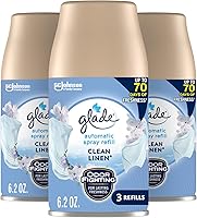 Glade Clean Linen Automatic Spray Air Freshener Refills, 6.2 oz 3-Pack - Fresh Laundry Scent for Home & Bathroom