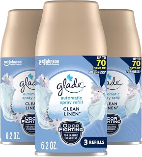 Glade Clean Linen Automatic Spray Air Freshener Refills, 6.2 oz 3-Pack - Fresh Laundry Scent for Home & Bathroom
