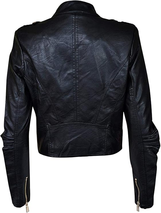 faux leather jacket gold hardware