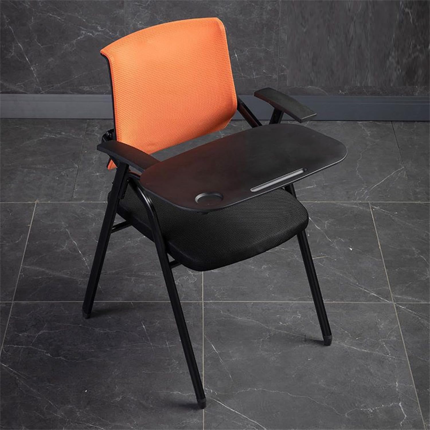 Folding Chair Folding Chairs Bulk Office Single Useful Armchair, Training Institution Folding Chair, Ergonomic Commercial Chair, with Extra Large Writing Board,Orange