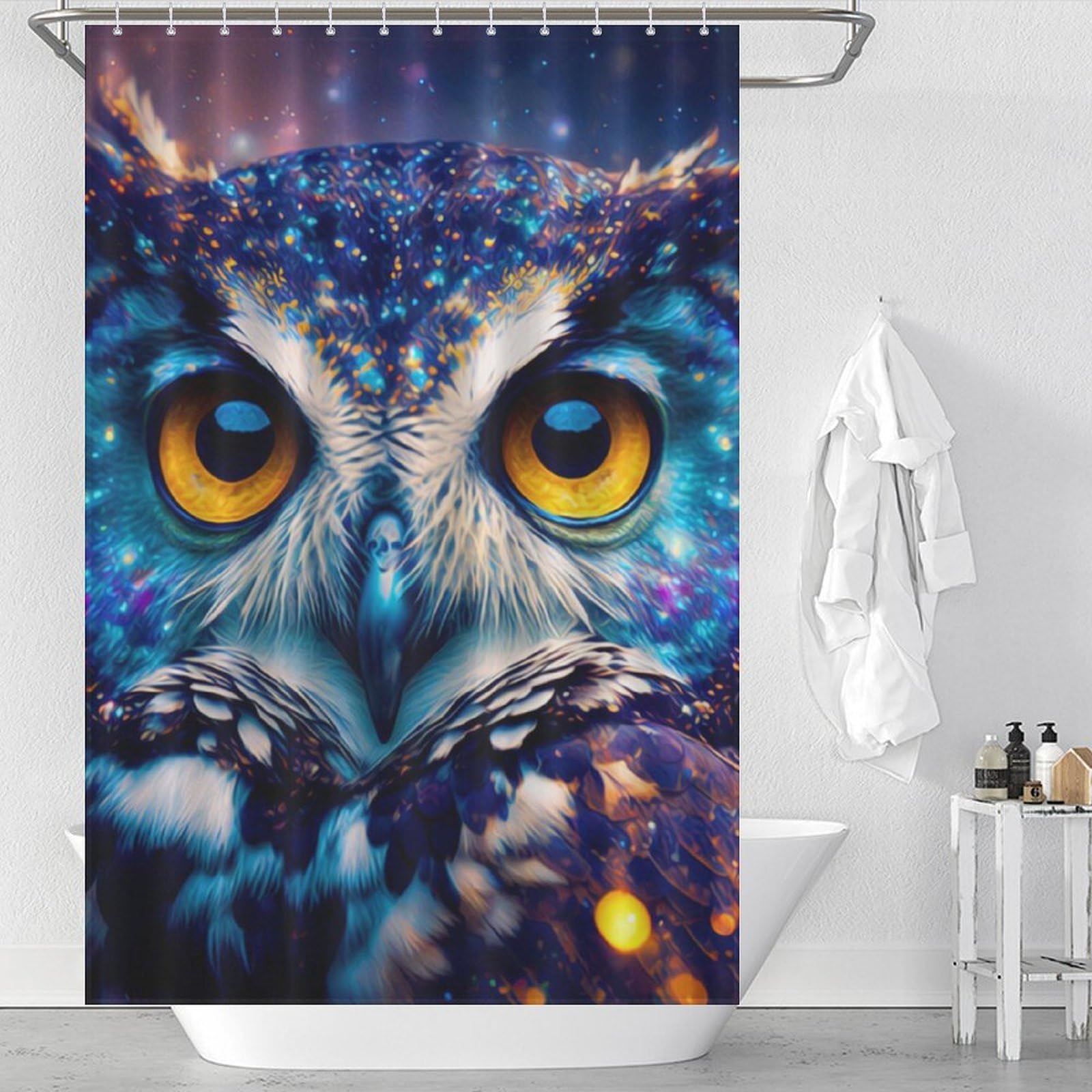 Rideau de douche chouette tissu imperméable anti moisissure 119x180