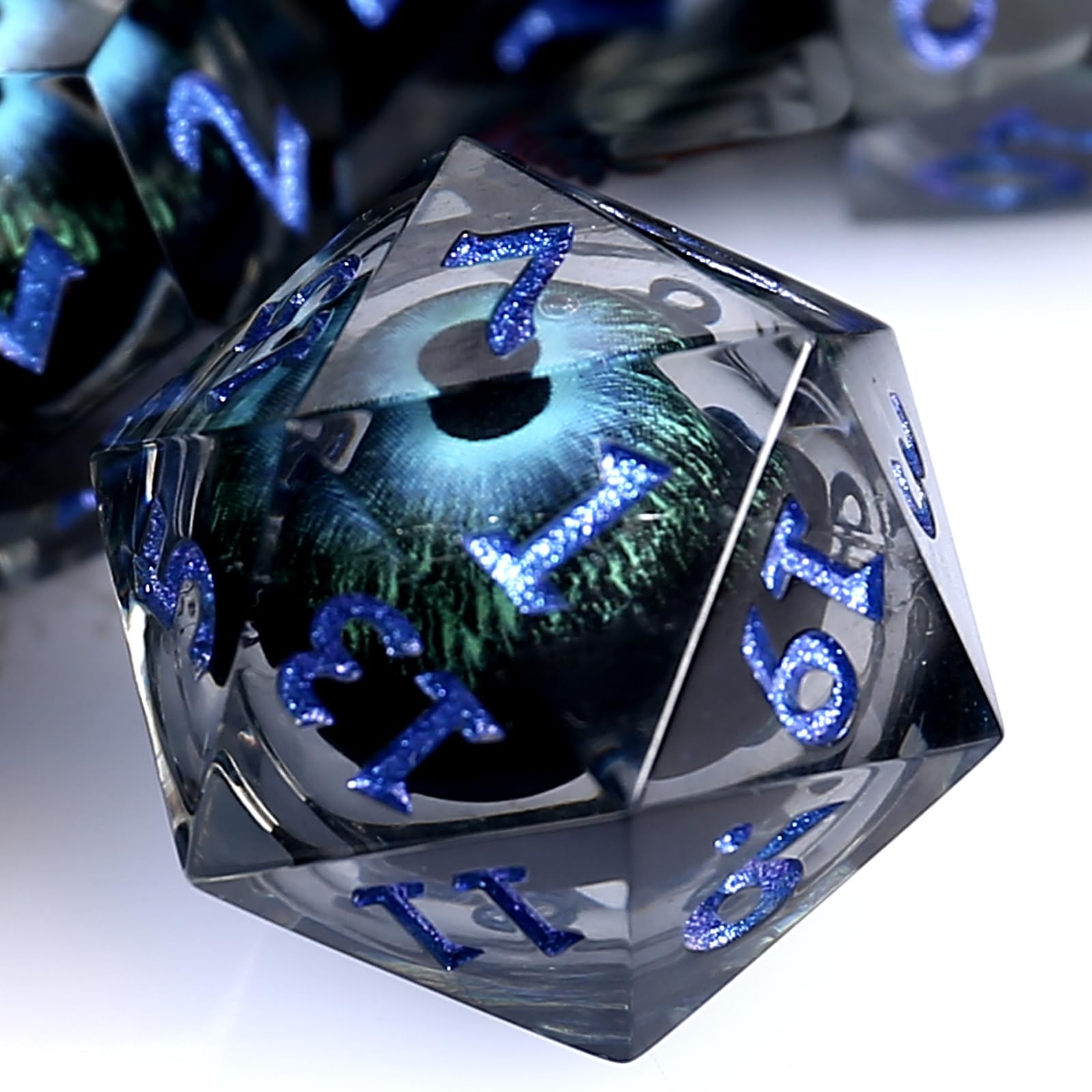 5 Dés œil De Dragon 20 Faces – Résine Transparente, Yeux Flottants – Pour D&D Et Jeux De Plateau