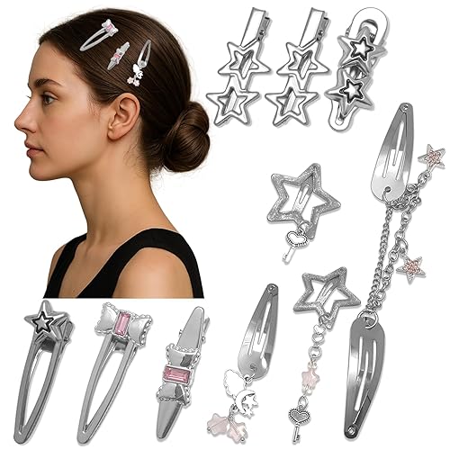 10-50PCS Star Hair Clips Cute Silver Metal Hair Clips for