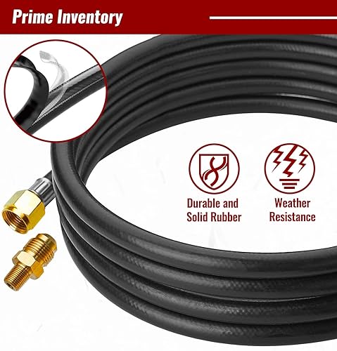 Vista 15 de Manguera reguladora de propano de alta presión de 15 pies con medidor, regulador de tanque de propano ajustable de 0 ~ 30 PSI, acero inoxidable