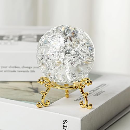 Miniatura 4 de LONGWIN Bola de cristal agrietada con hielo de 1.969 in Bola de cristal decorativa Decoración del hogar Adornos (transparente)
