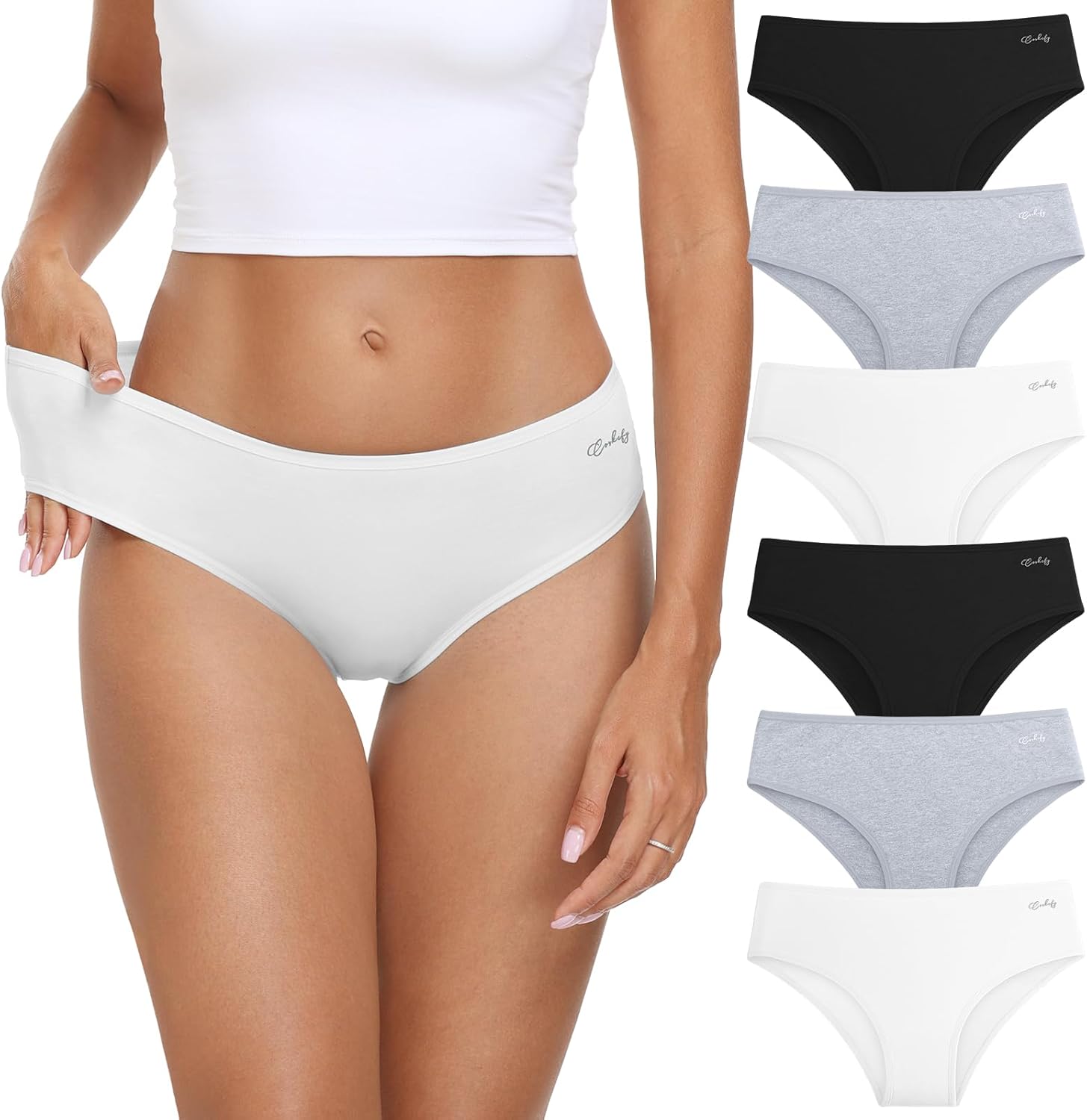 coskefy Women's Underwear Cotton Hipster Panties Low Rise Briefs Soft Strench Breathable Ladies Bikini Underwear 6 Pack