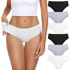 coskefy Womens Underwear Cotton Hipster Panties Low Rise Briefs Soft Strench Breathable Ladies Bikini Underwear 6 Pack