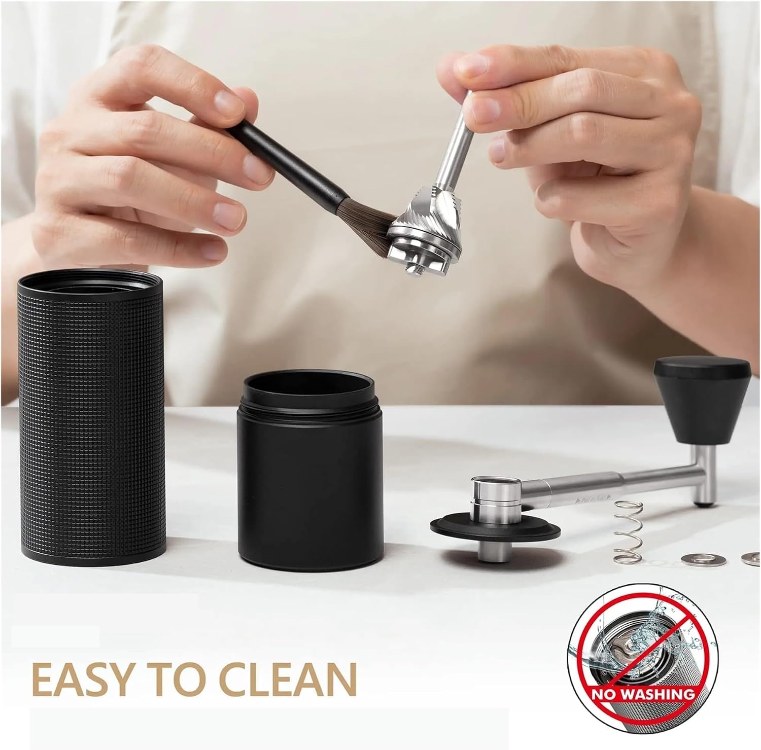 Manual Coffee Grinder with Foldable Crank and S2C Burr, Portable Hand Mill(C3S PRO black)