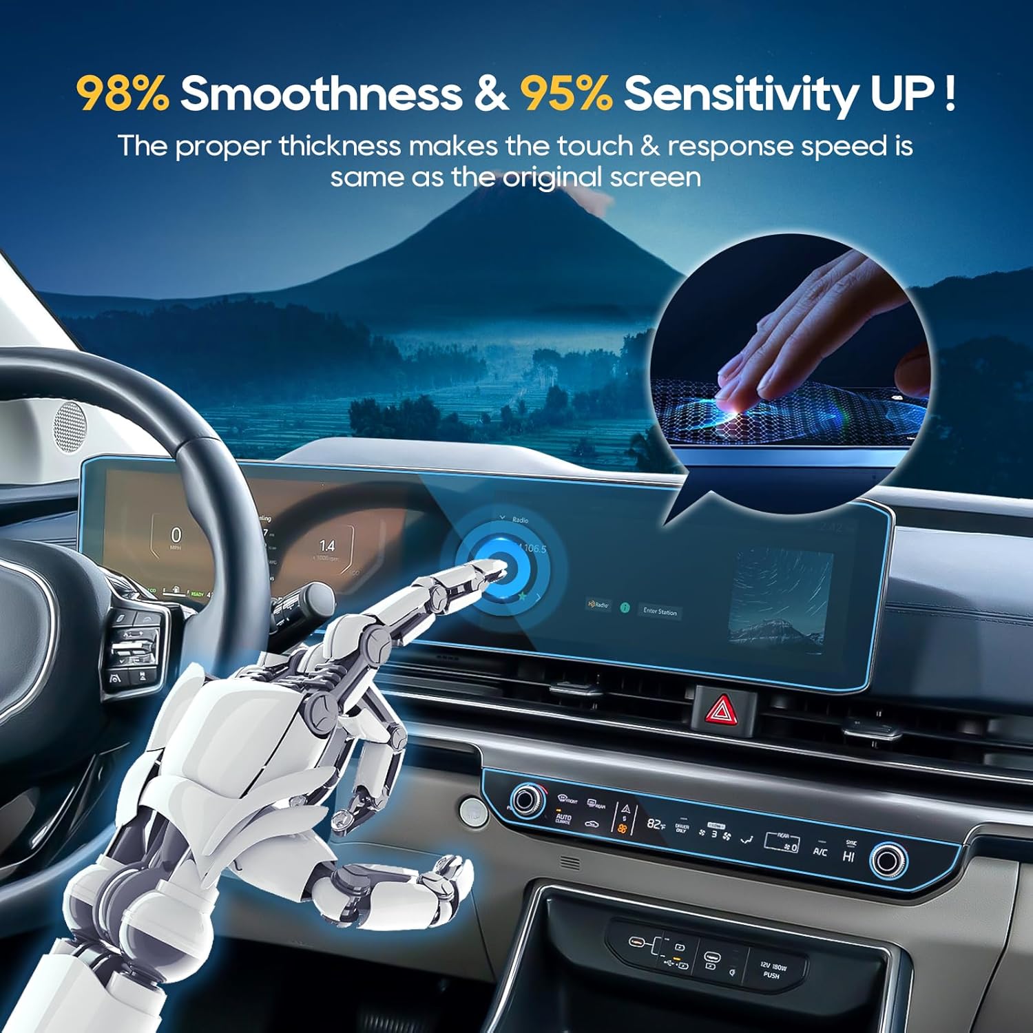 LFOTPP For 2025 2026 Kia Carnival Screen Protector - (4pcs) 2025 2026 Carnival (LX/LXS/EX/SX/SX Prestige) 24 Inch+AC Touchscreen [Nano Film] 2025 Carnival Accessories Anti Scratch HD Touch Sensitive