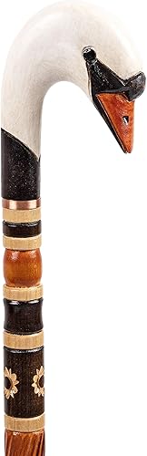 Swan Carved Wooden Cane - Handmade Walking Stick for Gift - Handcrafted Hiking Baston