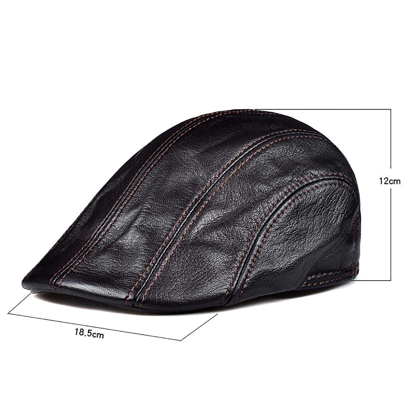 G&F Uomini Pelle Berretto Cappello Piatto Nero Strillone Golf Cappelli Tenere Caldo Moda 54-62 Cm (Color : Black, Size : L)
