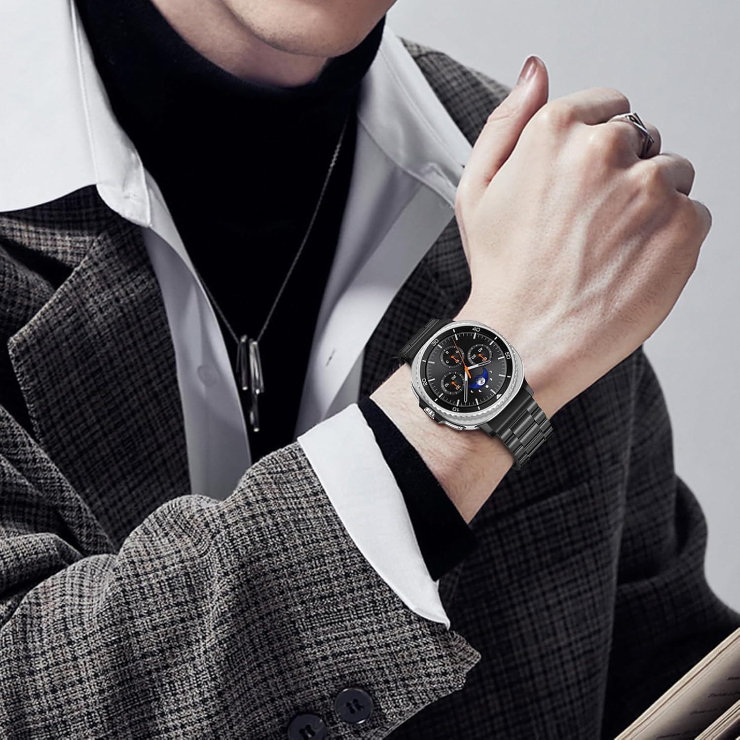 Fintie Metal Band Compatible with Samsung Galaxy Watch 8 40mm 44mm/Classic 46mm 2025, Premium Business Stainless Steel Bands Replacement Bracelet Strap, Not for Other Models, Black - Image 7