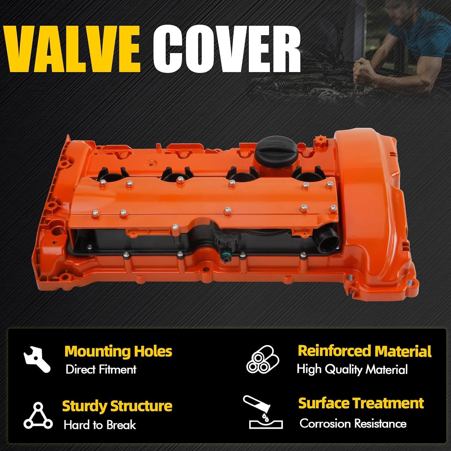 Aluminum Valve Cover Compatible with 2007-2016 BMW MINI Cooper S Paceman L4 1.6L with N14 Turbo Engine Parts 11127646555 Orange