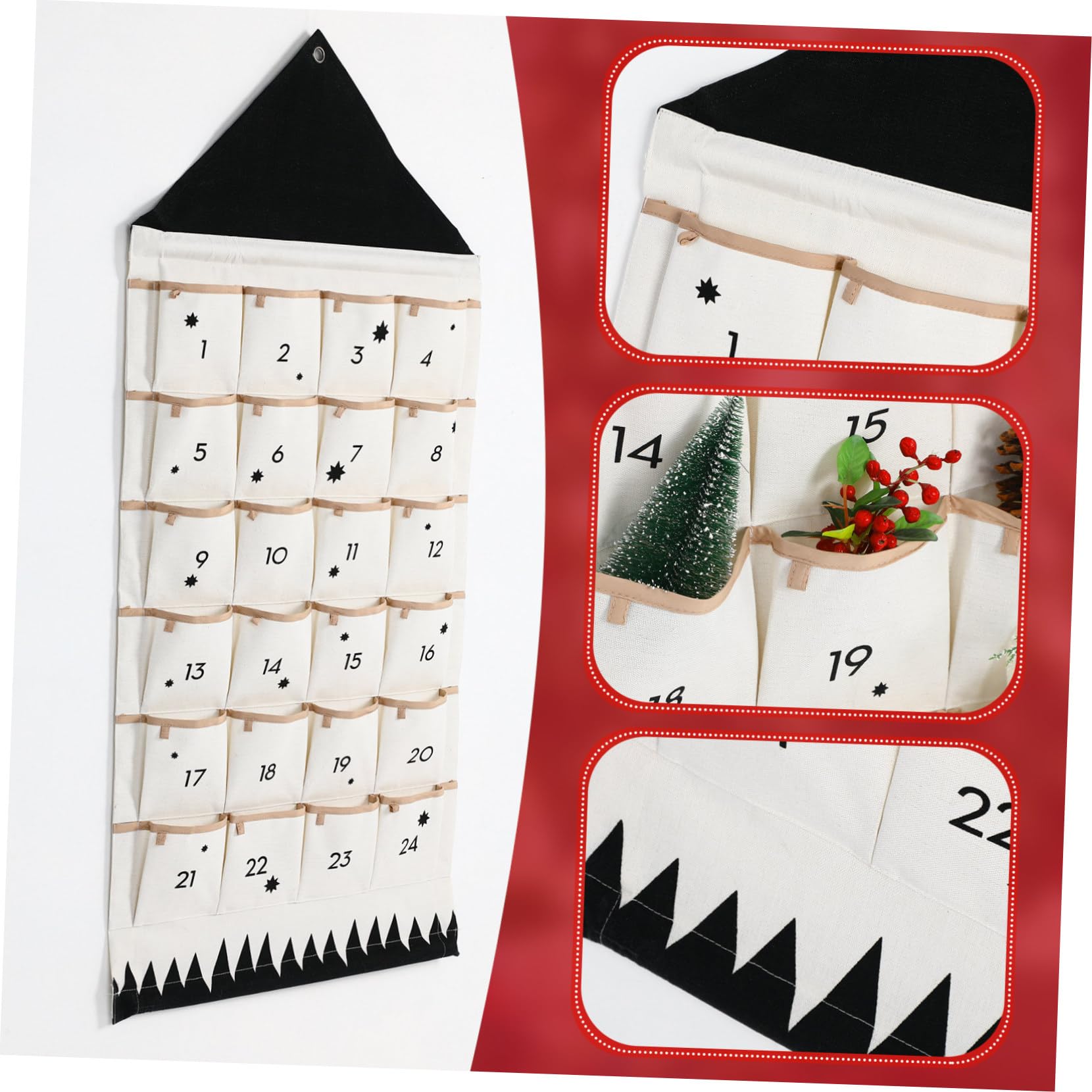 ULTECHNOVO Adventskalender Zum Befüllen 2025, 24 Fächer Wandbeutel Aus Strapazierfähigem Canvas Aufbewahrungstasche Für Weihnachtsdeko Und Kleine Gegenstände Für Wand Und Türmontage