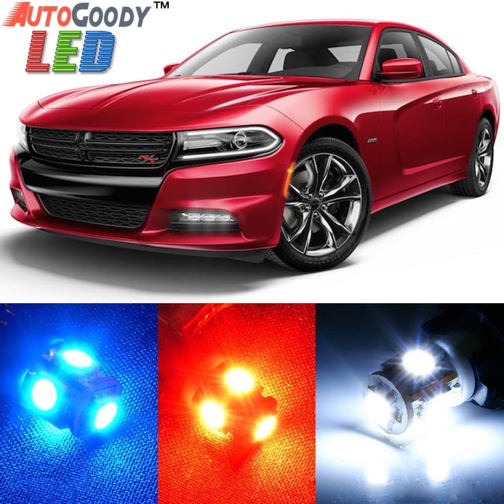AutoGoody Premium Interior Xenon White LED Lights Package Upgrade for Dodge Charger (2006-2017) + Install Tool Kit