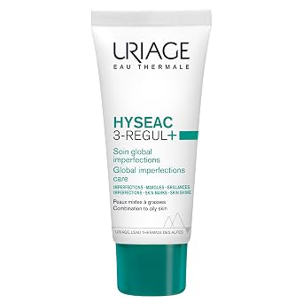 Uriage Hyseac 3-regul+ | Face Moisturizer For Oily Skin Prone To Acne. Pimples, Spots, Blackheads And Blemish Control. Daily Face Cream With Salicylic Acid, AHA And Zinc, For A Clear Complexion, 1.35
