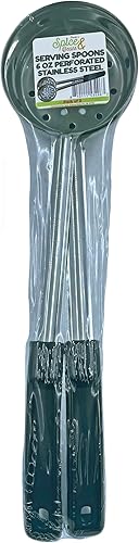 Vista 17 de Cuchara de servir de acero inoxidable para control de porciones, paquete de 2 (2 onzas perforadas)