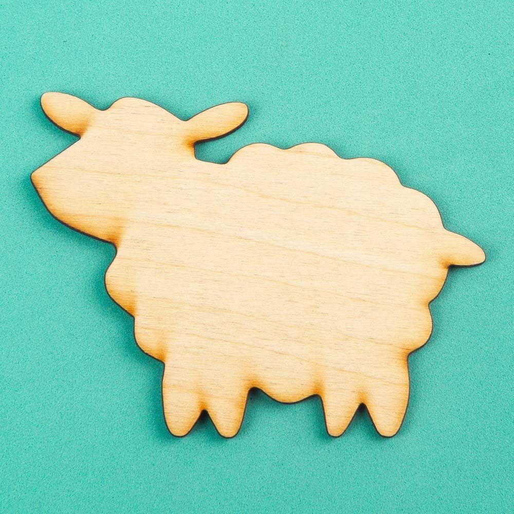 Pack of 24 Unfinished Wooden Sheep Cutouts - Lamb Blank Wood Shapes Ready for DIY Crafts Religious Activities - (5-1/4" L x 4-1/8" W)