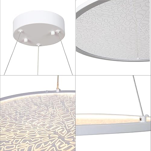 Miniatura 6 de Lámpara colgante LED, lámpara de araña blanca para vestíbulo, comedor, dormitorio, 1970 lúmenes