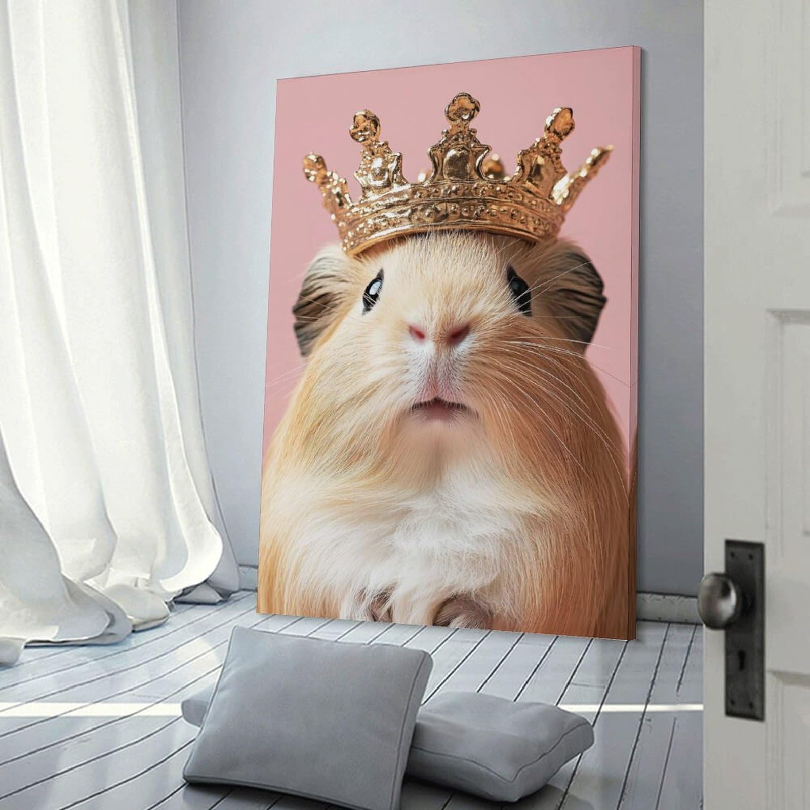 Junmoney Frame-Style-2-1 Guinea Pig King Room Decor Wall Art, 08X12inch(20X30cm), For Entrance Spaces, Stair Walls Or Halls, A Stylish Accent For Home Entrances