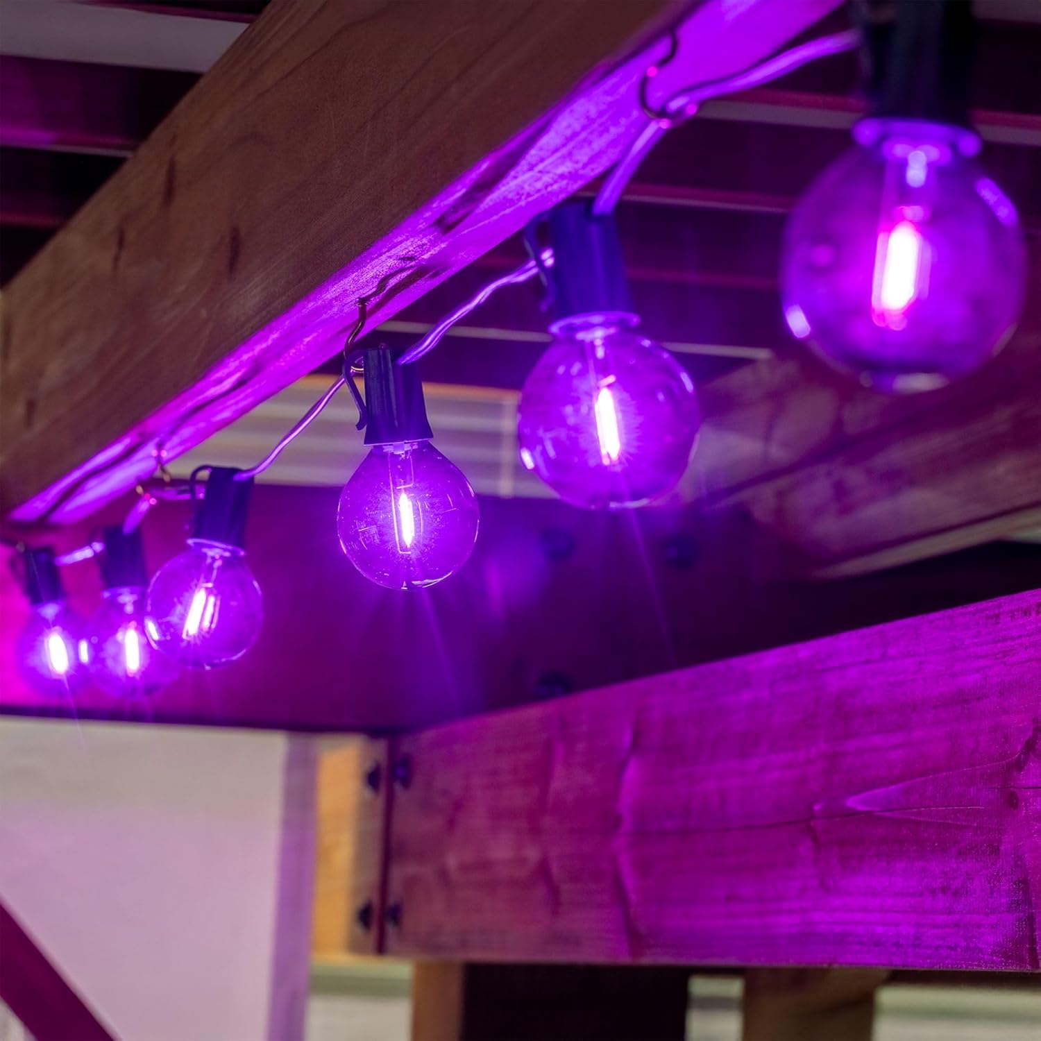 Novelty Lights 25 Pack Purple G50 LED Filament String Light Bulbs, E17/C9 Intermediate Base, 7 Watt Equivalent, Shatterproof Replacement Bulbs for Patios, Canopy Lighting