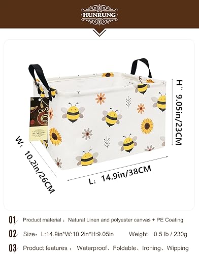 Miniatura 34 de HUNRUNG Cesta rectangular de almacenamiento de lona, bonita cesta organizadora de lona para mascotas, juguetes de niños, libros, ropa, perfecta