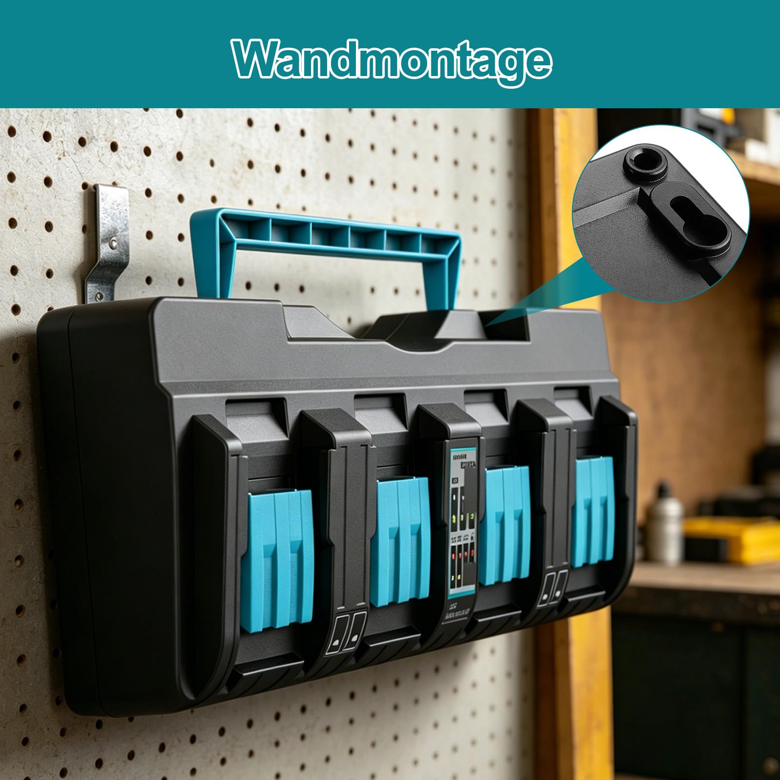 4-Fach Schnellladegerät DC18SF für Makita Ladegerät 18V | Kompatibel mit Makita Akku 18V/14.4V BL1850 BL1840 BL1830 BL1430 BL450 DC18RC DC18RD