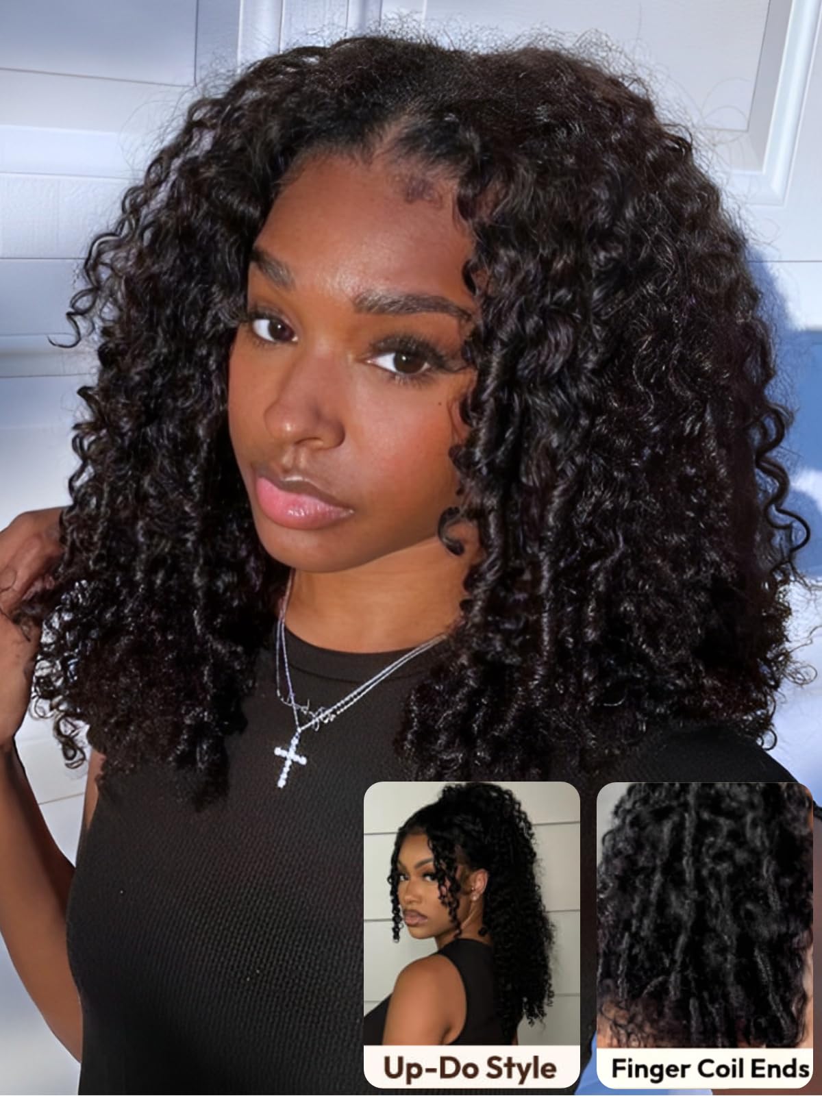 Glueless 7x5 Lace Front Human Hair Wig with Finger Coil Curls Curls with finger coil ends = pure perfection! Ready to slay  main image 3