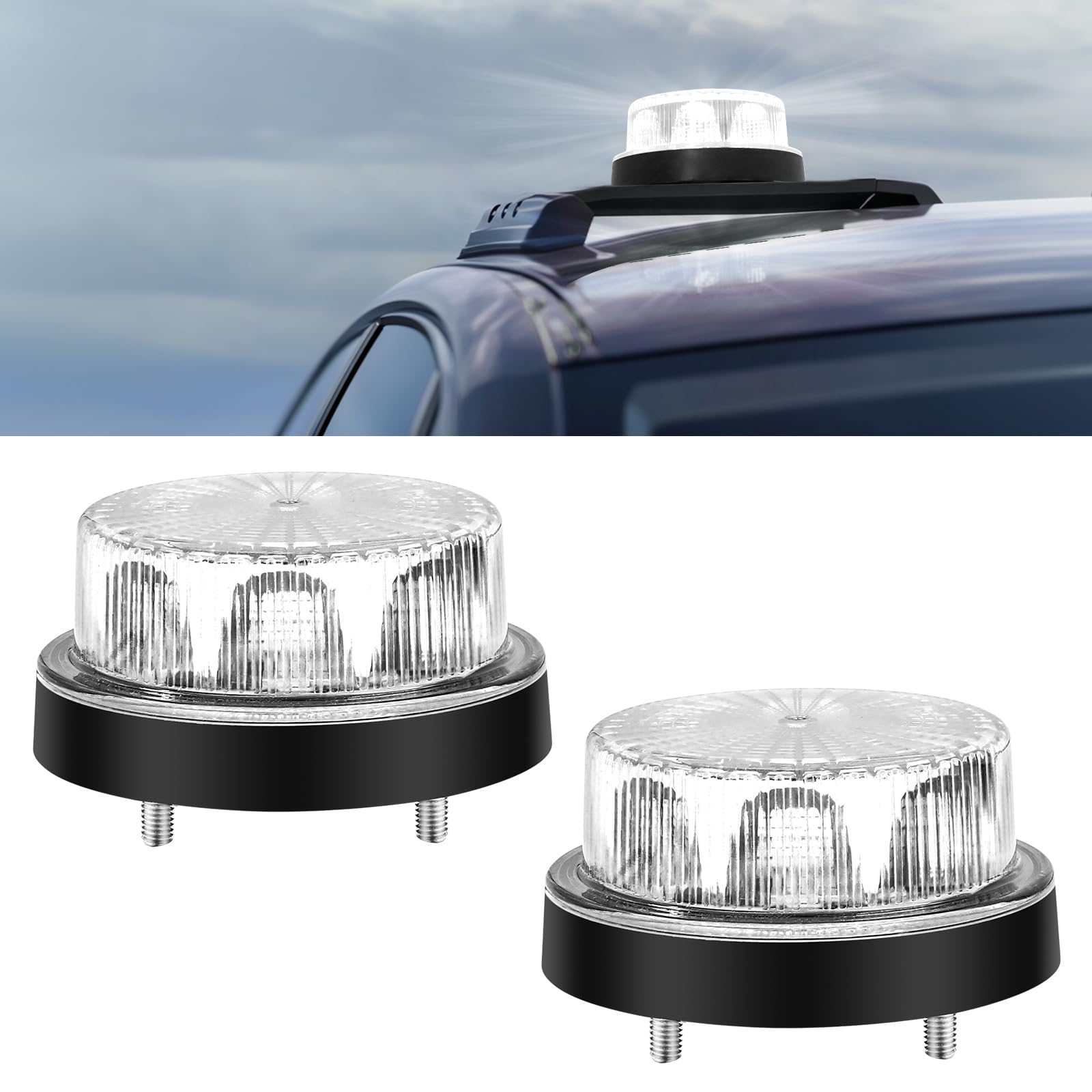 Luce Lampeggiante A LED 12V Per Trattori E Auto - Avvisatore Emergenza 70mm Diametro