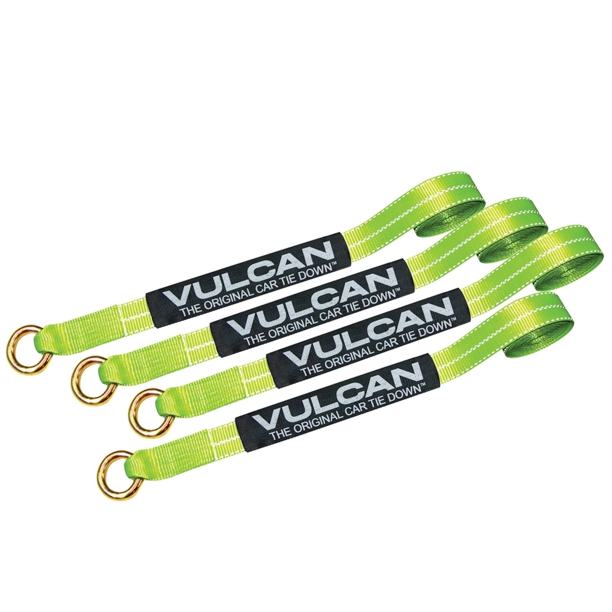 VULCAN Exotic Car Rim Tie Down Set - 2 Inch x 144 Inch - 4 Straps - High-Viz - 3,300 Pound Safe Working Load