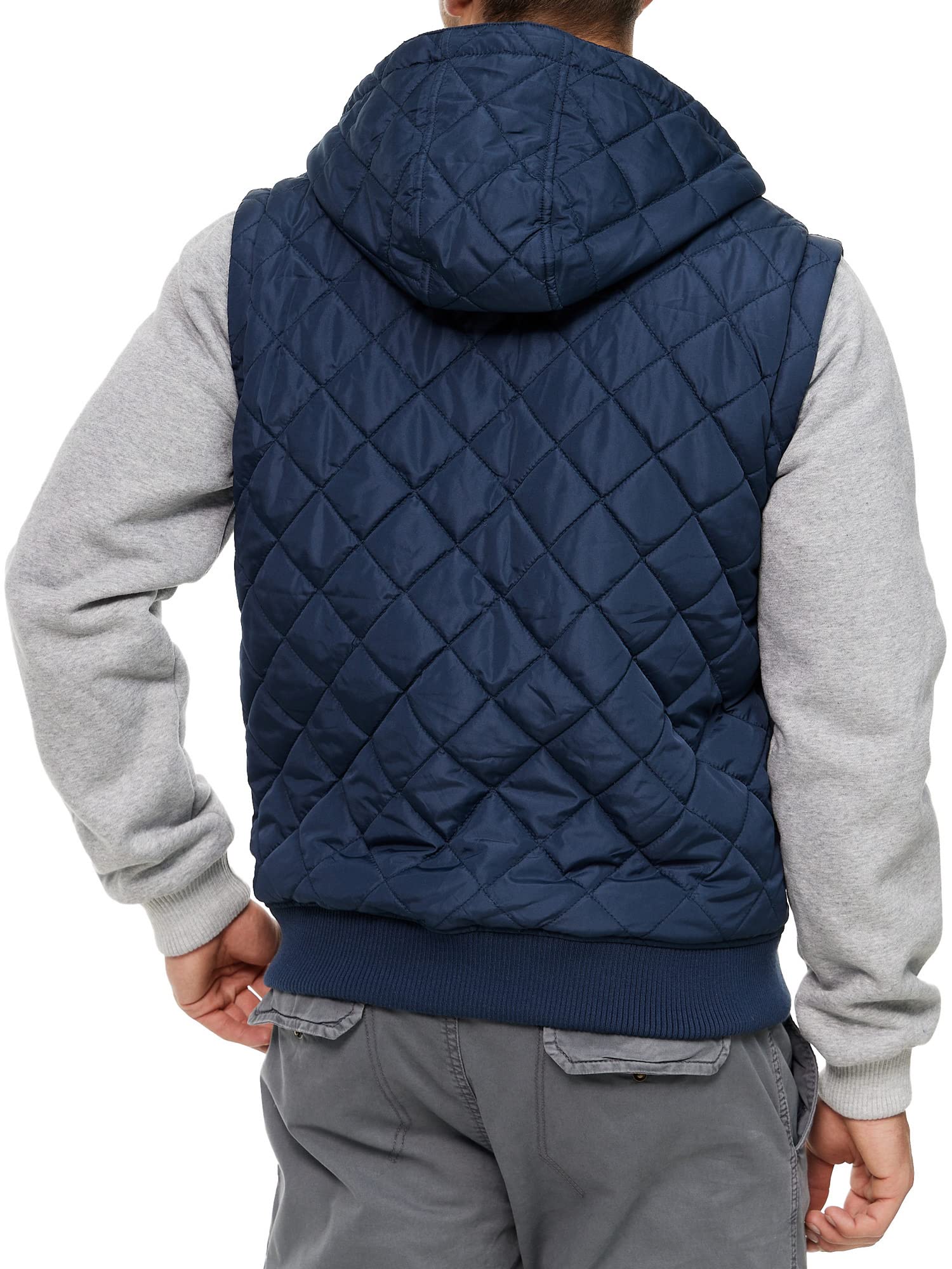 Indicode Herren Harry Jacke mit Kapuze und abnehmbaren Ärmeln Steppweste