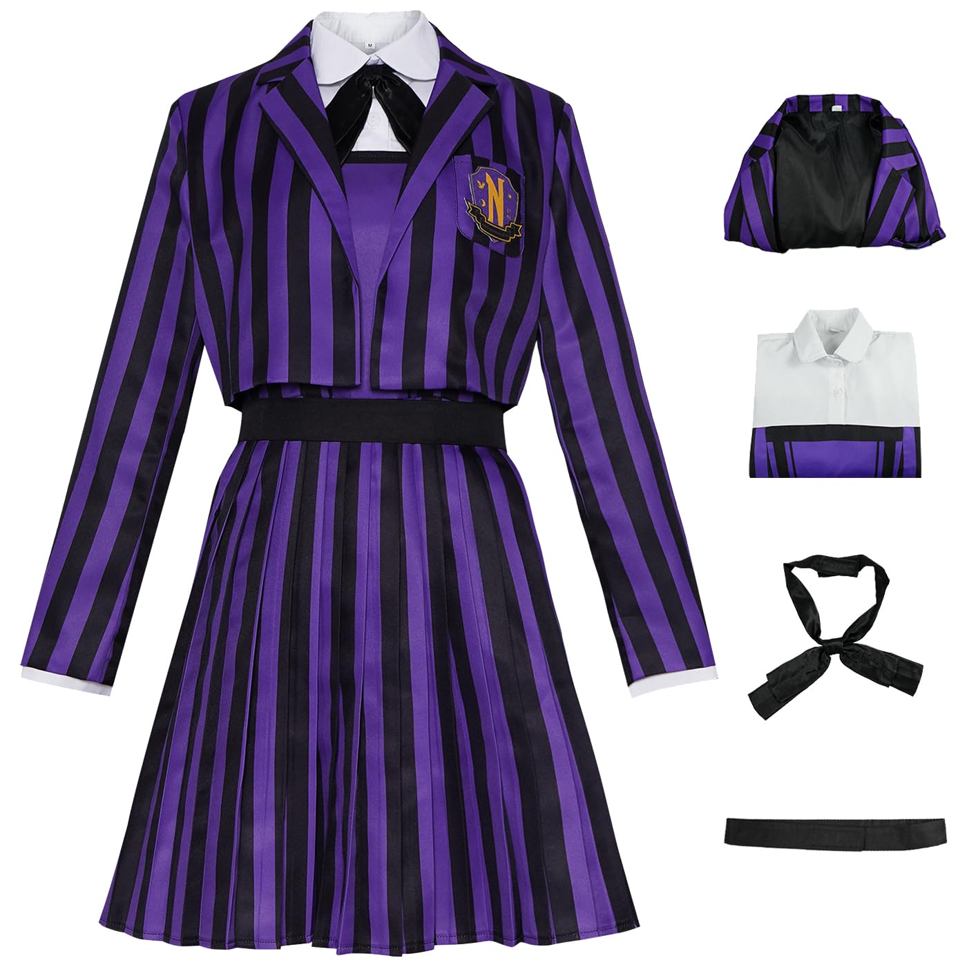 Damen Enid Sinclair Cosplay Kostüm Mittwoch 2 Verkleidung Enid Kostüm Gothic Nevermore Academy Schuluniform Lila Weihnachten Halloween Karneval Party Fancy Kleidung für Erwachsene