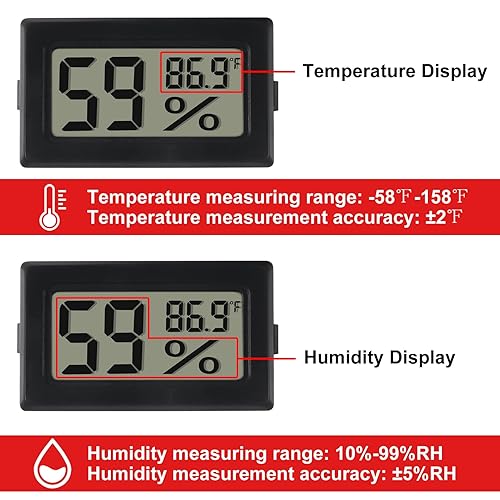 Miniatura 3 de DWEII Paquete de 6 mini termómetro digital higrómetro con sonda de temperatura interior, medidor de humedad y temperatura interior, pantalla LCD