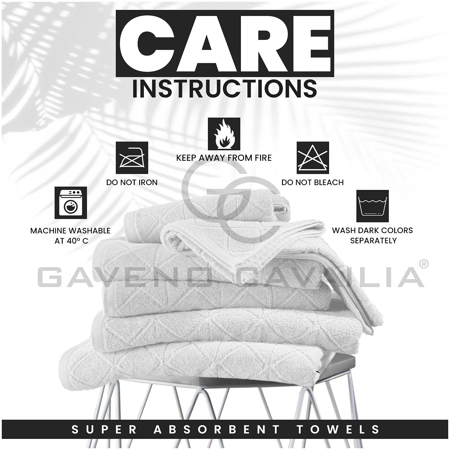 GC GAVENO CAVAILIA Luxury Egyptian Cotton 2 Pack Super Soft 600 GSM Geo Triangle Absorbent Bath Sheet, White, 90x140 Cm - Image 4