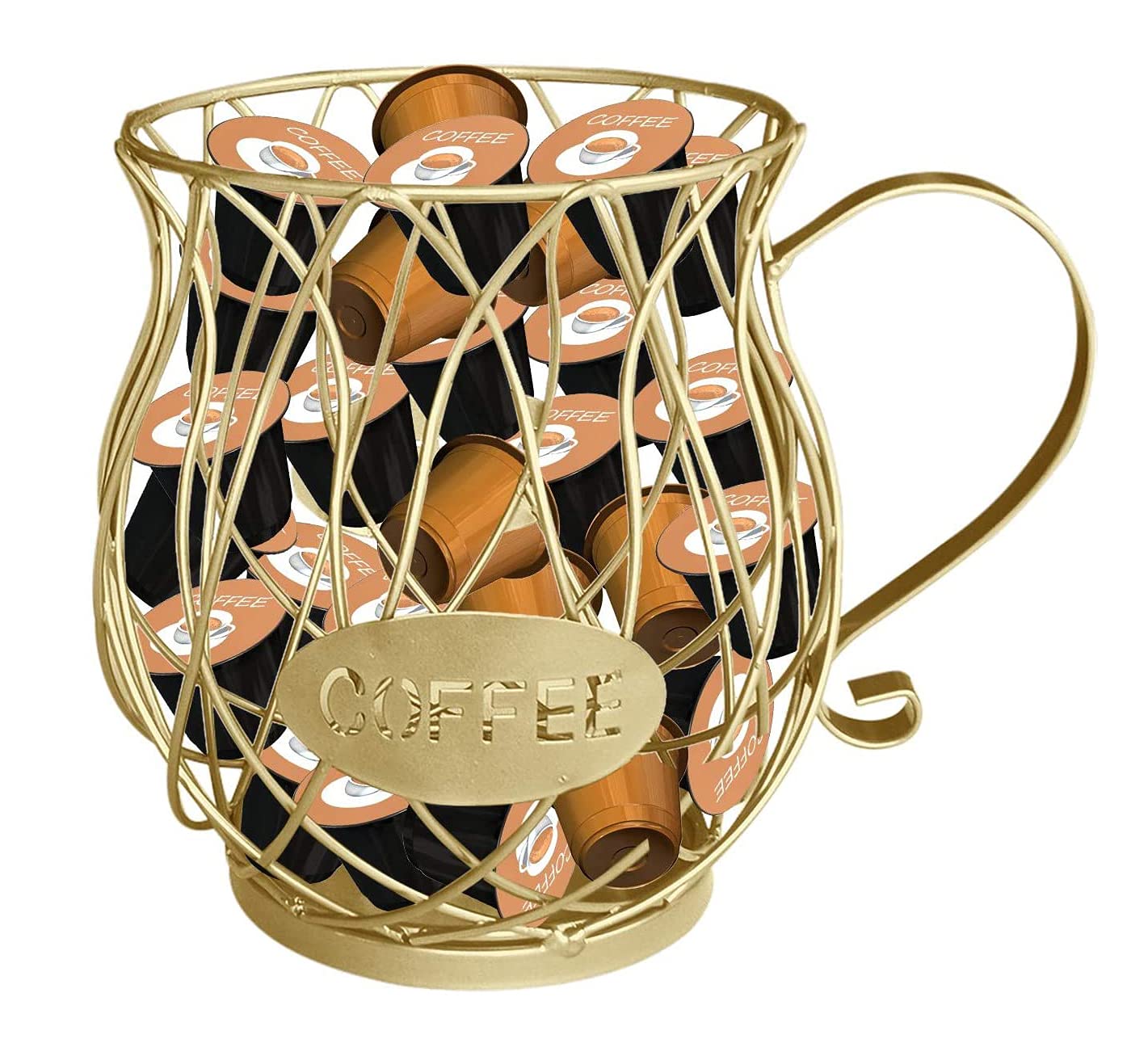 Creamer Container Counter Organizer Metal Coffee Holder for Counter Coffee Pod Storage Holder Organizer K Cup Holder (gold)