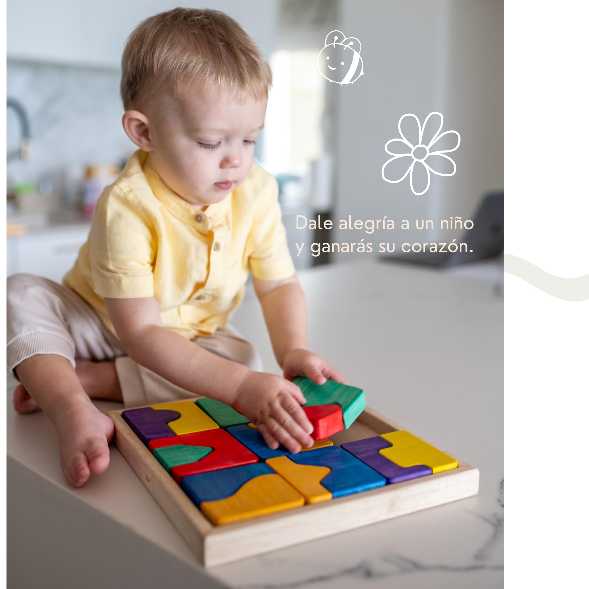 Drewniane puzzle - 18 sztuk - zabawka edukacyjna 3+ lat