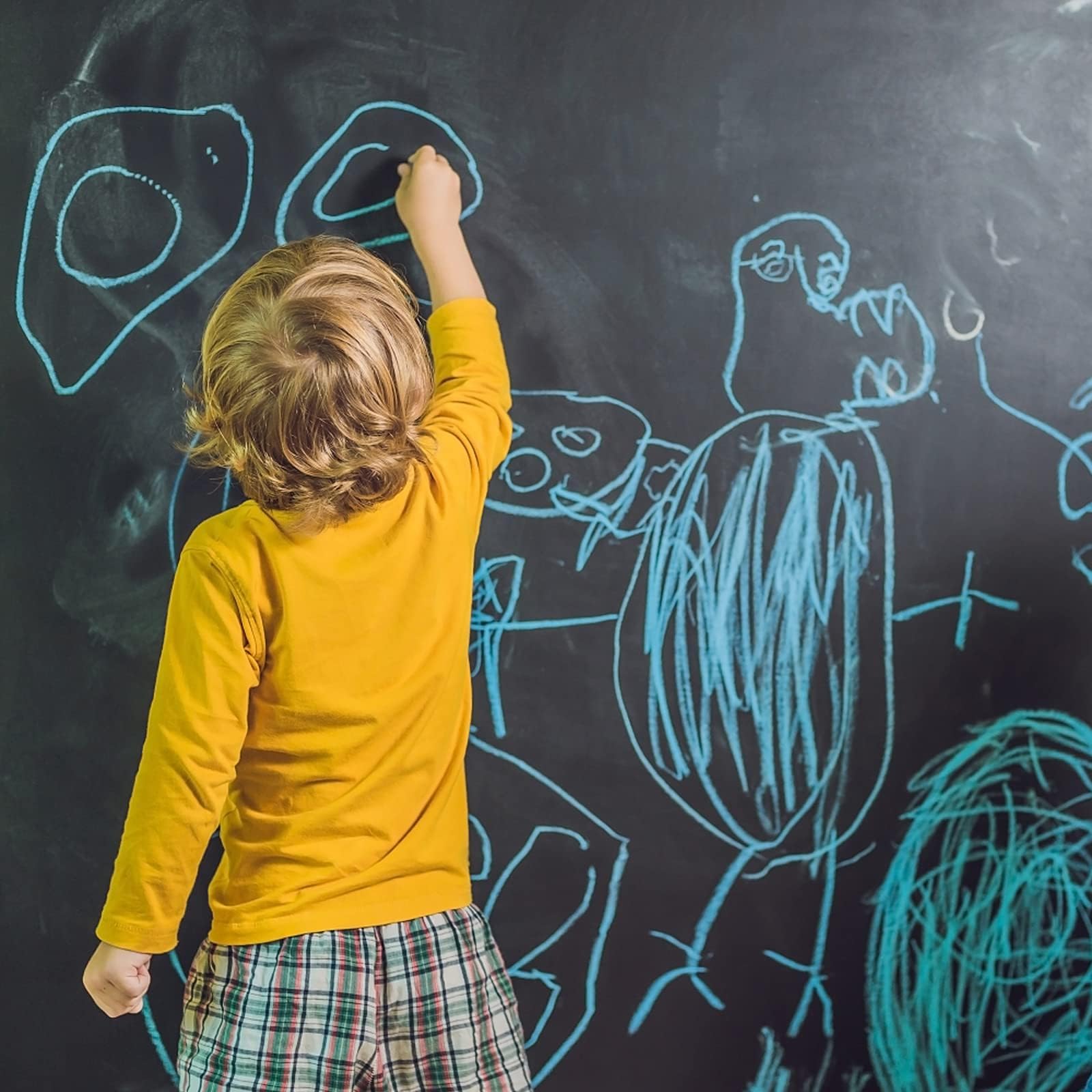 SYOSI Black Board Sticker, Chalkboard Sticker with 5 Chalks, Removable Teaching Writing Stickers Self-adhesive Wall Stickers Vinyl Draw Décor for Kids Rooms, School, Home, Office 60cmx300cm