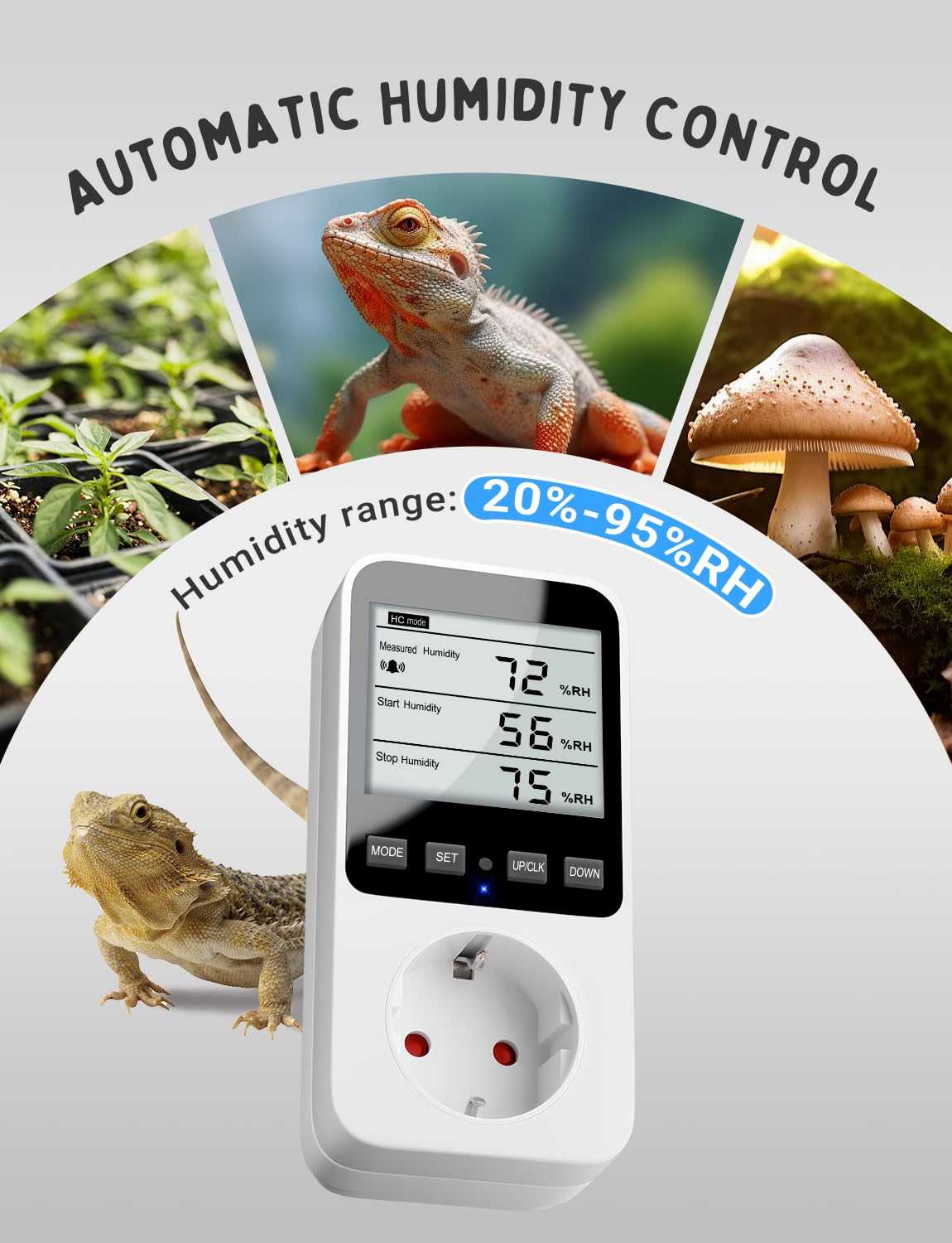 INKBIRDPLUS Feuchte- und Temperaturregler Steckdose 230V mit Alarmfunktion
