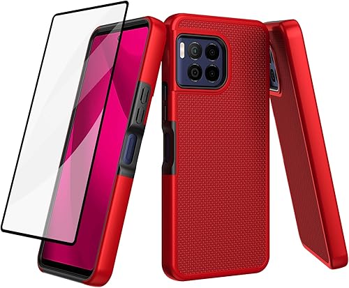 Miniatura 8 de Ailiber Funda para TMobile Revvl 7 Pro 5G, con protector de pantalla, doble capa de protección a prueba de golpes, parachoques de silicona Textura