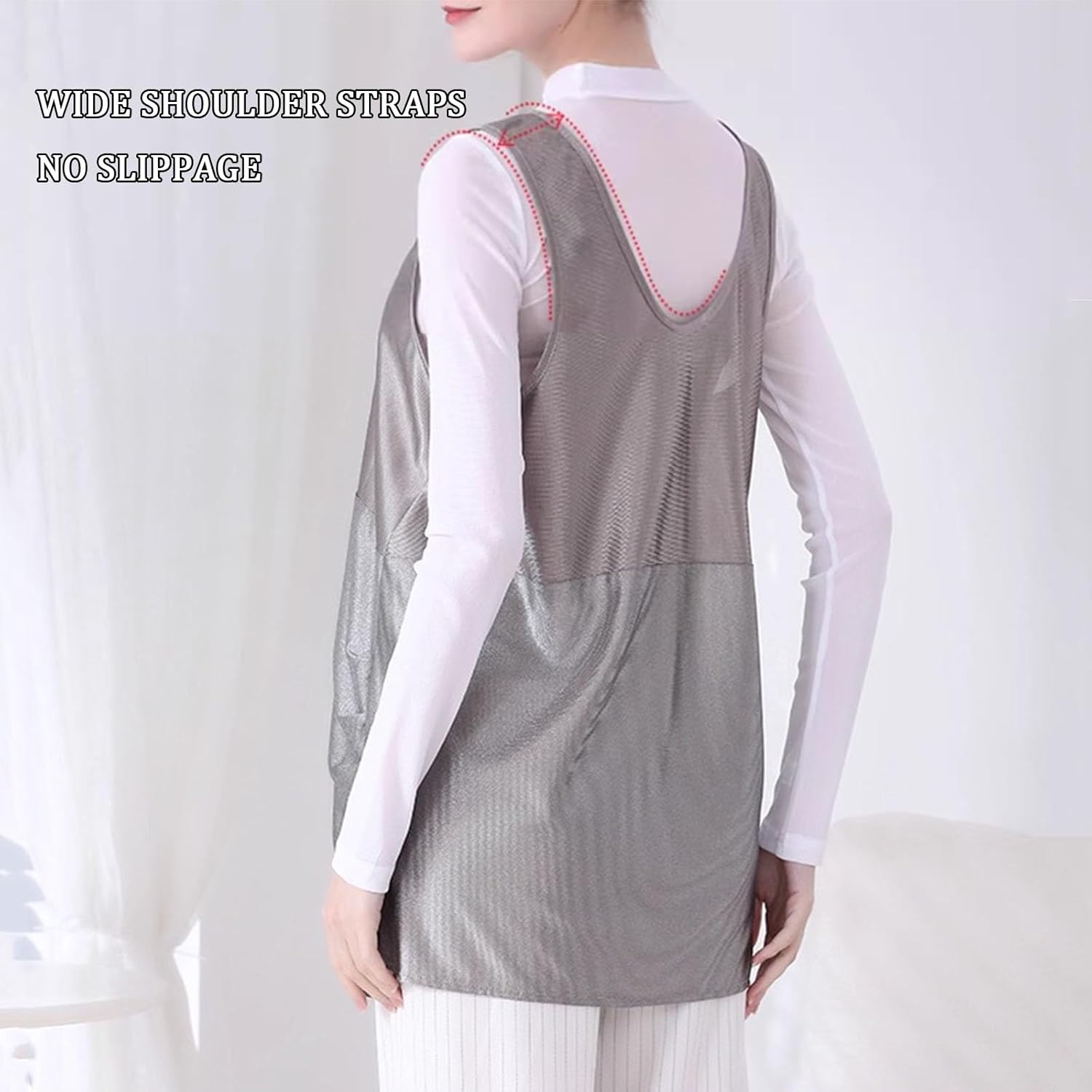 EMF Radiation Blocking Dresses Maternity Protection Tanks Vest Side Ruched Pregnancy Shirts Adjusted Shoulder Straps