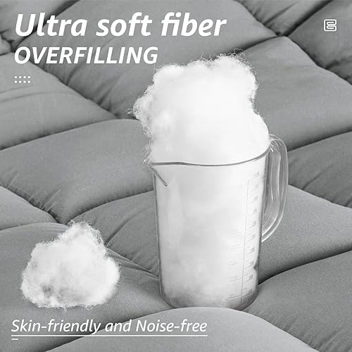 Miniatura 3 de Edredón de cama tamaño individual para todas las estaciones, relleno de edredón acolchado alternativo con pestañas de esquina, cálido para invierno,