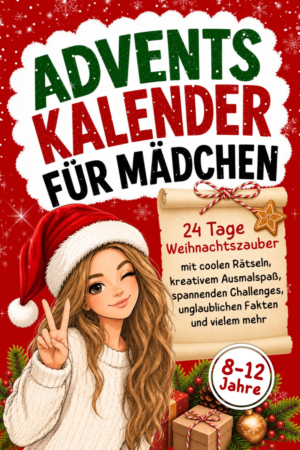 Adventskalender für Mädchen von 8-12 Jahren: 24 Tage Weihnachtszauber mit coolen Rätseln, kreativem Ausmalspaß, spannenden Challenges, unglaublichen Fakten u.v.m.