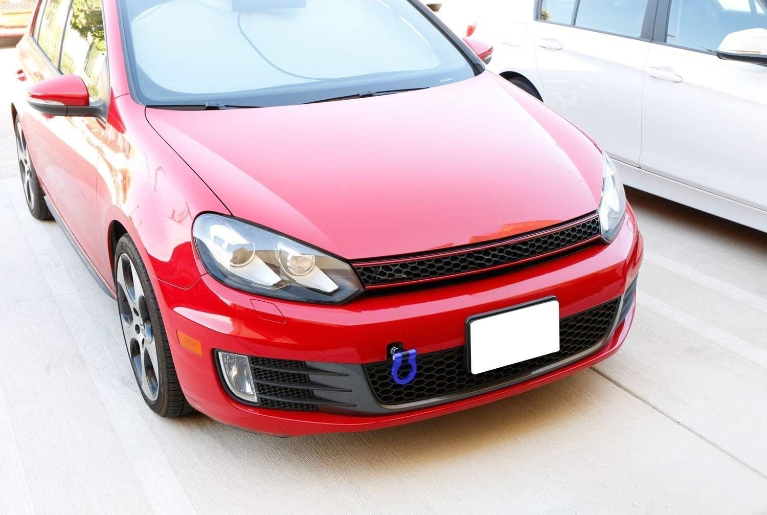 iJDMTOY Blue Track Racing Style Tow Hook Ring Compatible with Volkswagen: 06-14 Golf GTI MK5 MK6 R32 Rabbit, 05-10 Jetta (MK5), Compatible with Audi: 06-14 TT (MK2), Made of Lightweight Aluminum