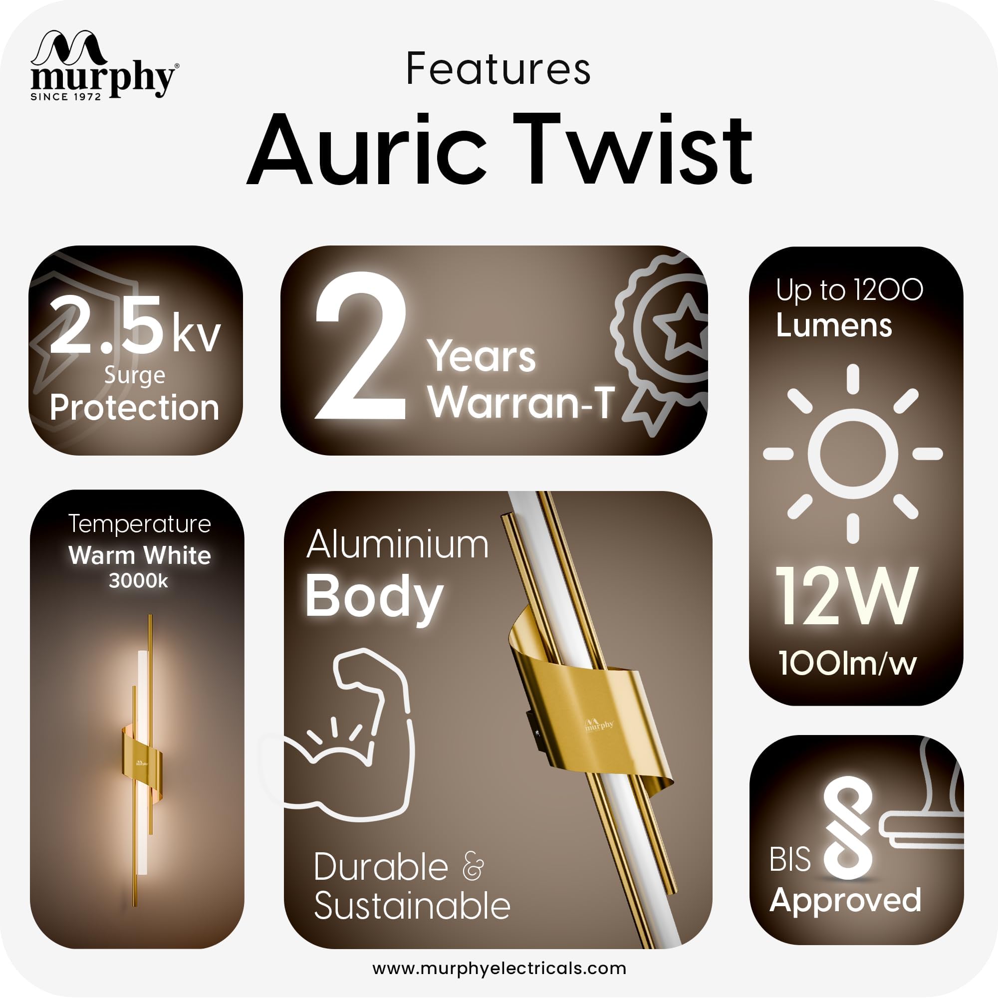 Auric Twist Wall Light - Gold Modern Sconce -3