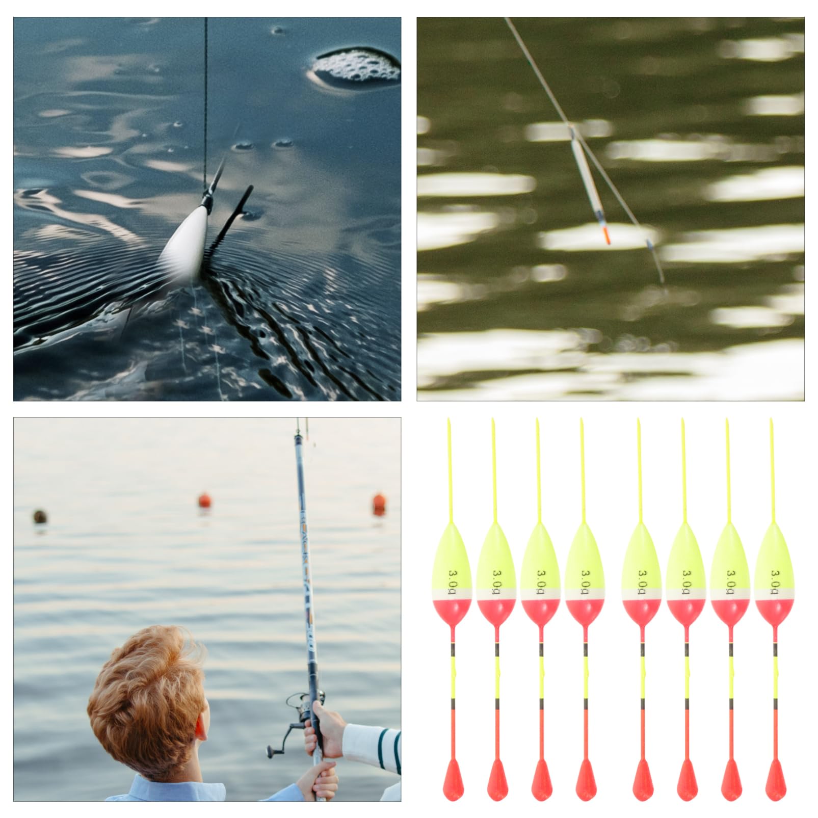 Milisten Attaquer Pôle Crochets des Bâtons Flotteur De Pêche Flotteurs De Canne À Pêche Kit De Leurre De Pêche Mer Matériel De Pêche Acier Inoxydable Yellow