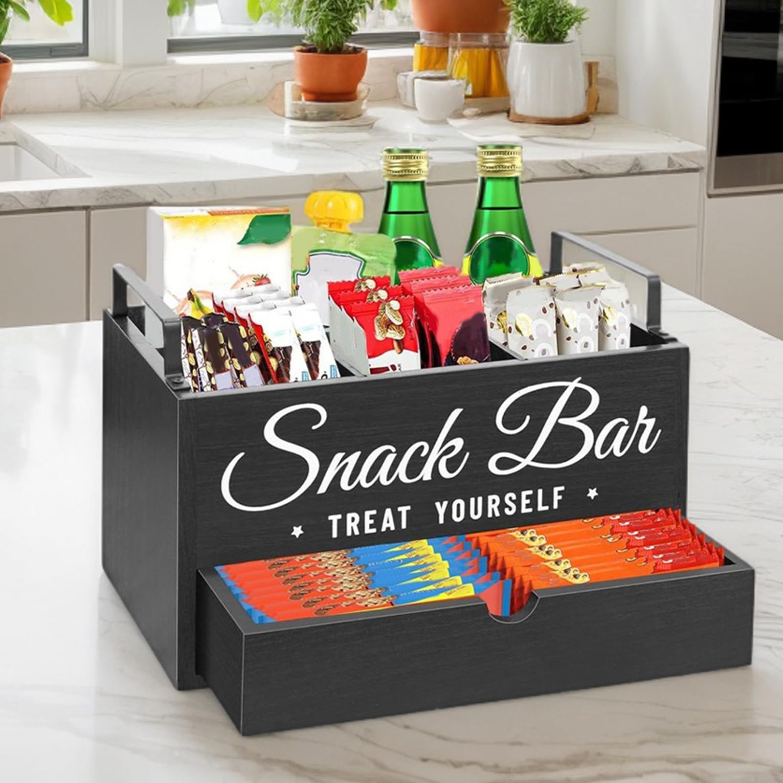 Kaffee Gewürz Organizer Anrichte Kaffee Organizer Station Für Küche | Edelholz Aufbewahrung Mit Schublade Für Tassen Rührstäbchen Pads Zucker Tee Zubehör